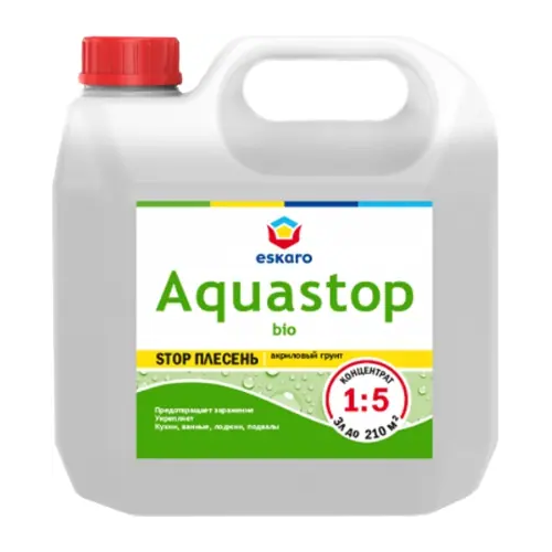 Акриловый грунт Eskaro Aquastop Bio Stop Плесень 3 л