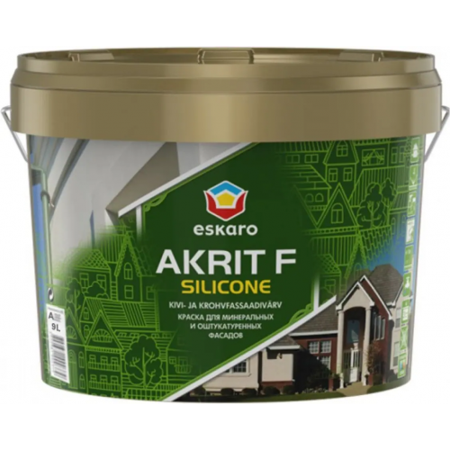 Краска для минеральных и оштукатуренных фасадов Eskaro Akrit F Silicone 9 л бесцветная