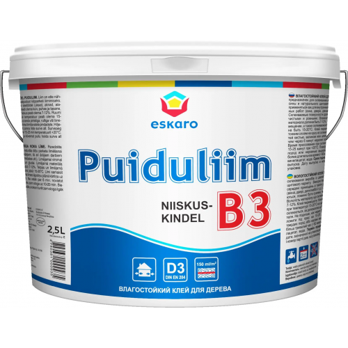 Влагостойкий клей для древесины Eskaro Puiduliim Niiskuskindel B3 2.5 л