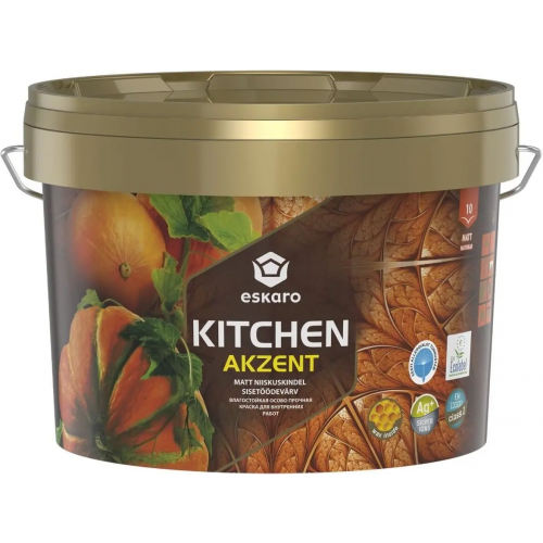 Краска акриловая для внутренних работ Eskaro Akzent Kitchen 9 л бесцветная