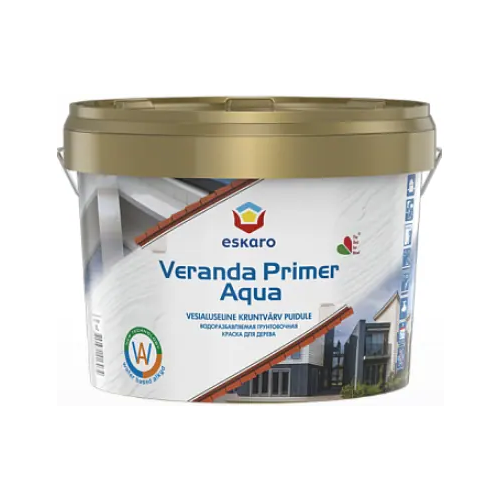 Грунтовочная краска для дерева Eskaro Veranda Primer Aqua 2.7 л белая