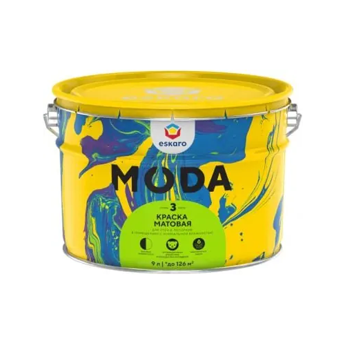 Краска для стен и потолков Eskaro Moda 3 9 л белая