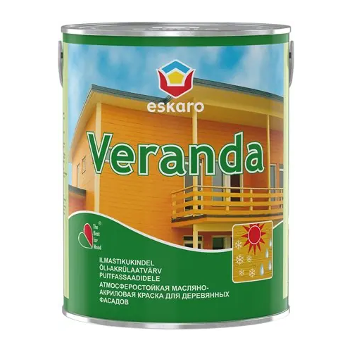Краска масляно акриловая для древесины Eskaro Veranda 900 мл бесцветная