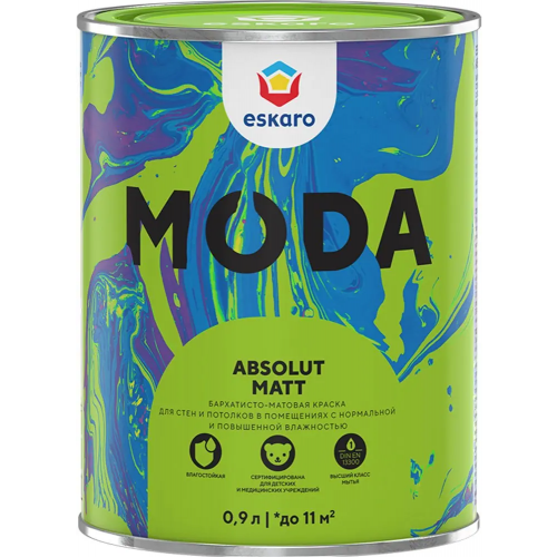 Краска для стен и потолков Eskaro Moda Absolut Matt 900 мл бесцветная