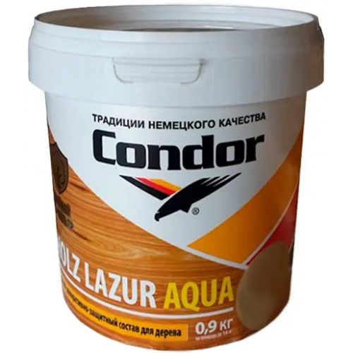 Состав защитно декоративный для дерева Condor Holz Lazur Aqua 900 мл база EC белый
