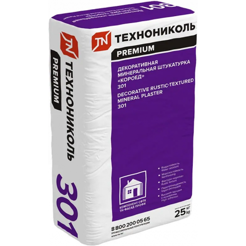 Декоративная минеральная штукатурка короед Технониколь Premium 301 25 кг 2 мм короед летняя 2.6 кг/1 кв.м