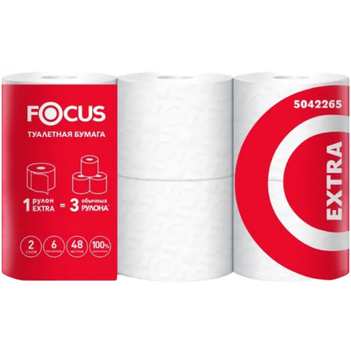 Бумага туалетная Focus Extra 6 рулонов в упаковке