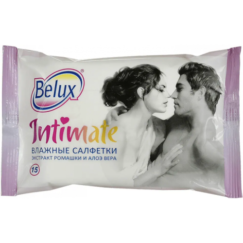 Салфетки влажные для интимной гигиены Belux Intimate Экстракт Ромашки и Алоэ Вера 15 салфеток в пачке