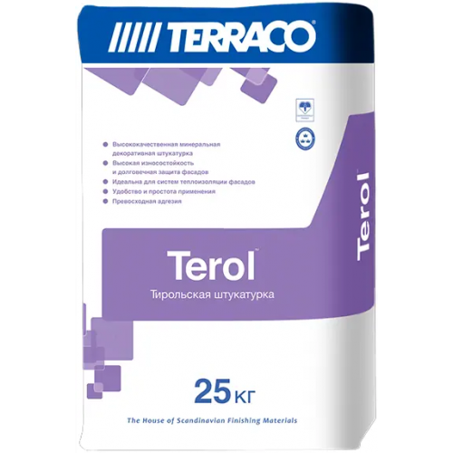 Штукатурка тирольская декоративная минеральная Terraco Terol Coarse 25 кг белая