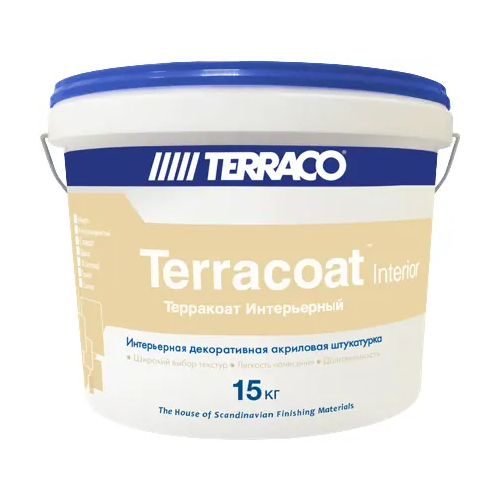 Штукатурка интерьерная декоративная акриловая Terraco at Decor Interior 15 кг белая