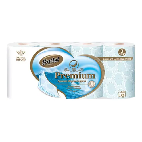 Бумага туалетная Belux Batist Premium Аромат Морского Бриза 8 рулонов в упаковке