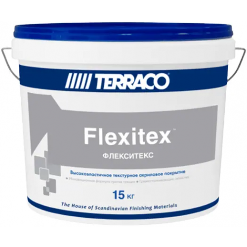 Текстурное суперэластичное покрытие на акриловой основе Terraco Flexitex 15 кг бесцветное база Clear