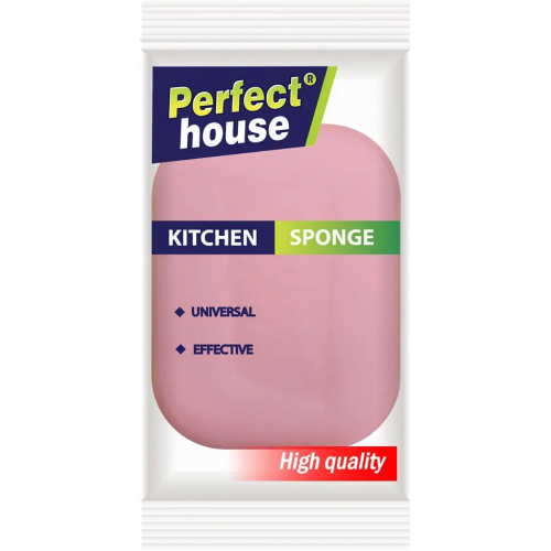 Губка для посуды овальная Perfect House Kitchen Sponge 1 губка розовая