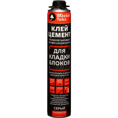 Клей цемент для кладки блоков полиуретановый Masterteks Profimaster 870 мл