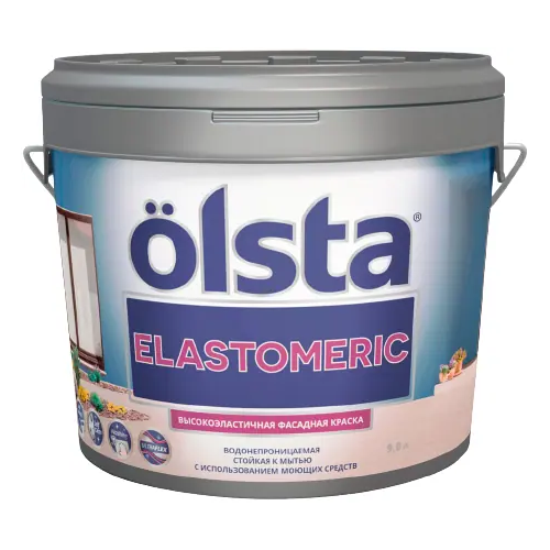 Краска фасадная высокоэластичная Olsta Elastomeric 9 л нейтральная гамма, светлый полутон