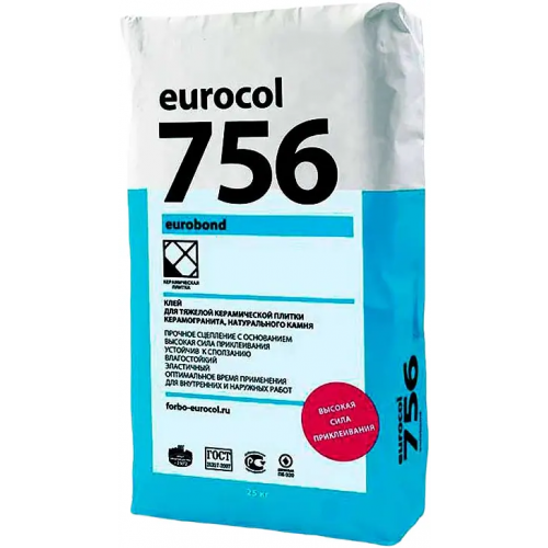 Клей для тяжелой керамической плитки, керамогранита Forbo Eurocol 756 Eurobond 25 кг