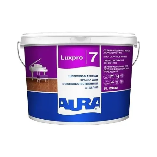 Шелково матовая краска для высококачественной отделки Aura Eskaro Luxpro 7 9 л бесцветная