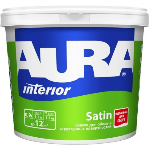 Краска для обоев и структурных покрытий Aura Аура Interior Satin 900 мл белая