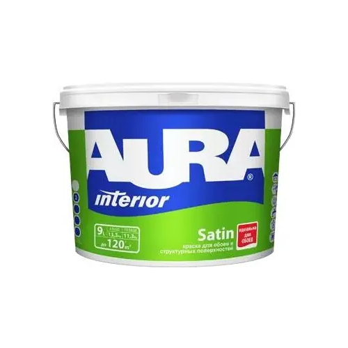 Краска для обоев и структурных покрытий Aura Аура Interior Satin 9 л бесцветная