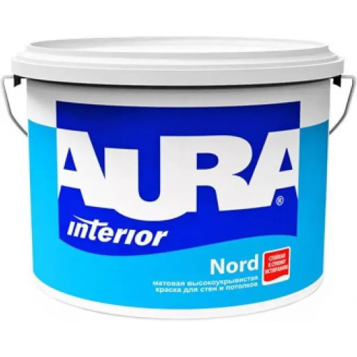 Краска для стен и потолков матовая высокоукрывистая Aura Аура Interior Nord 28 л белая
