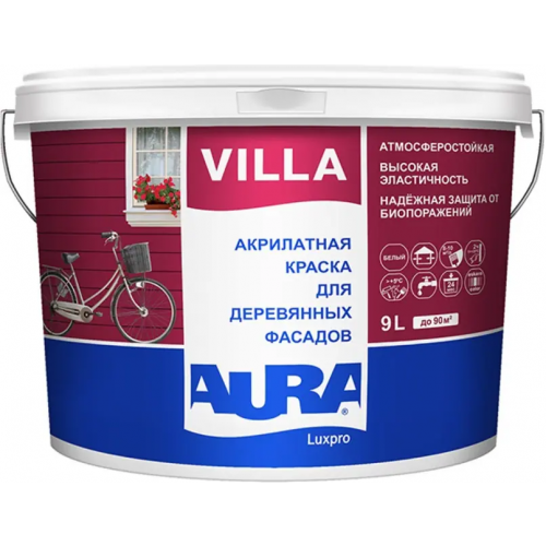 Краска для деревянных фасадов акрилатная Aura Luxpro Villa 9 л бесцветная