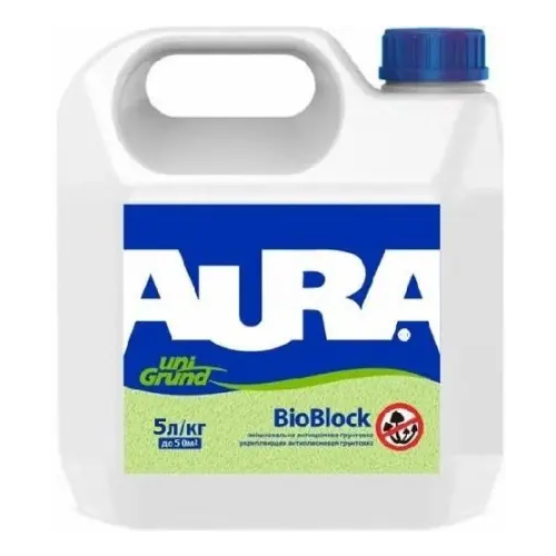 Грунт глубокого проникновения 3 в 1 антиплесневый Aura Аура Uni Grund Bioblock 5 л