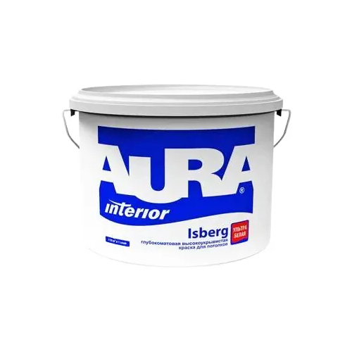 Краска для потолков глубокоматовая высокоукрывистая Aura Аура Interior Isberg 4.5 л белая