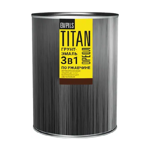 Грунт эмаль 3 в 1 по ржавчине Ореол Titan 900 мл шоколадно коричневая