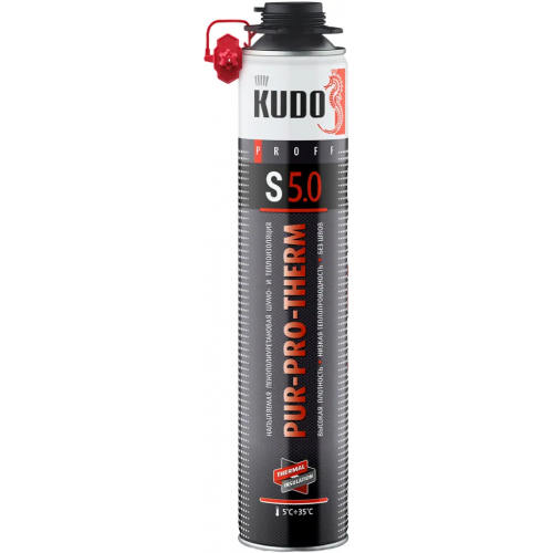 Напыляемая пенополиуретановая шумо и теплоизоляция Kudo Proff Pur Pro Therm S 5.0 1 л