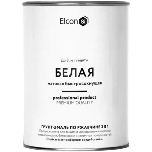 Грунт эмаль по ржавчине 3 в 1 Elcon 800 г белая RAL 9003 матовая от 15°С до +40°С