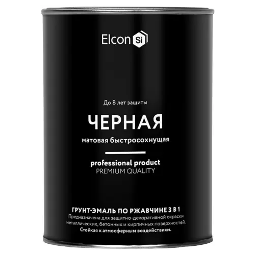 Грунт эмаль по ржавчине 3 в 1 Elcon 800 г черная RAL 9005 матовая от 15°С до +40°С