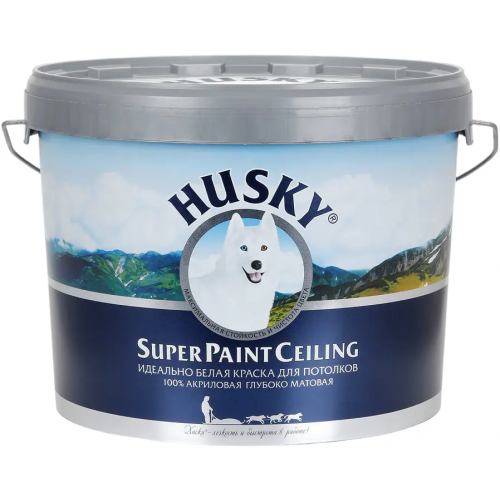 Идеально белая краска для потолков 100% акриловая Хаски Super Paint Ceiling 10 л белая до 20°C