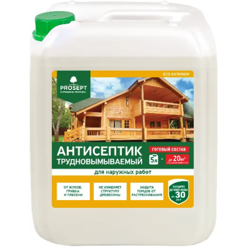 Антисептик трудновымываемый для наружных работ Просепт Eco Exterior 5 л