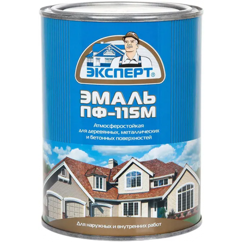 Алкидная эмаль Эксперт ПФ 115 М 800 г белая глянцевая
