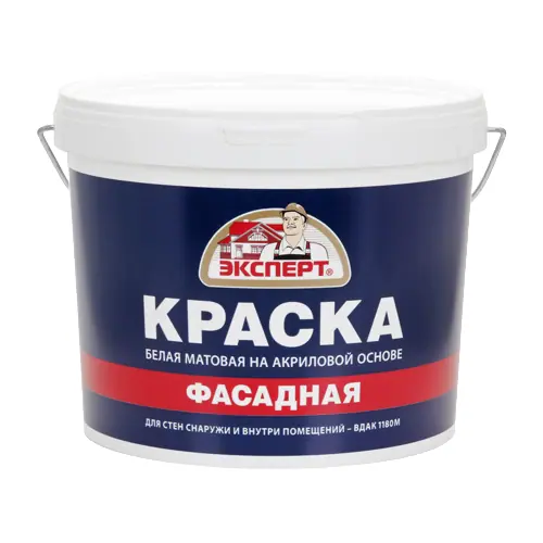 Краска белая матовая на акриловой основе Эксперт Фасадная 7 кг белая неморозостойкая