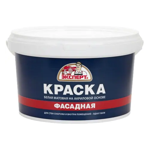 Краска белая матовая на акриловой основе Эксперт Фасадная 3 кг белая до 30°С