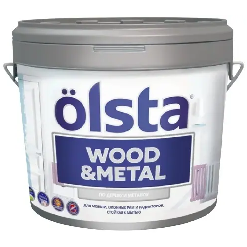 Краска по дереву и металлу Olsta Wood & Metal 900 мл традиционный теплый рубиновый оттенок база C №168C Olso Red полуматовая