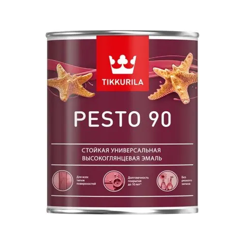 Стойкая универсальная высокоглянцевая эмаль Тиккурила Pesto 90 900 мл белая