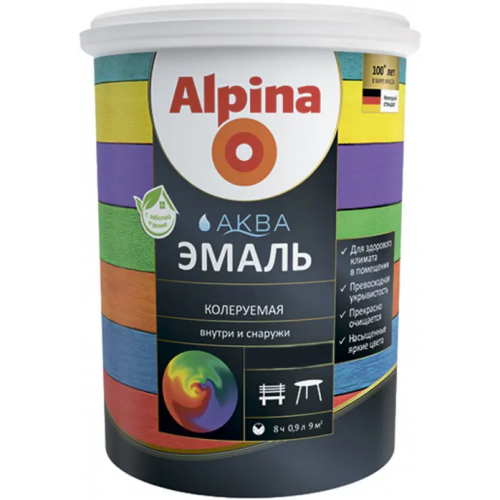 Эмаль акриловая Alpina Аква 900 мл бесцветная база 3 глянцевая
