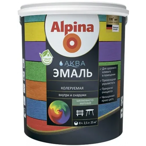 Эмаль акриловая Alpina Аква 2.35 л бесцветная база 3 шелковисто матовая