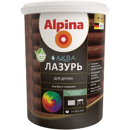 Лазурь для дерева Alpina Аква 900 мл база под колеровку бесцветная
