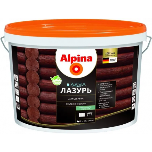 Лазурь для дерева Alpina Аква 10 л черная
