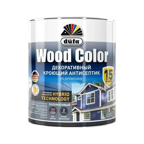 Декоративный кроющий антисептик по древесине Dufa Wood Color 900 мл серый шелк