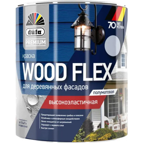 Краска для деревянных фасадов высокоэластичная полуматовая Dufa Premium Wood Flex 900 мл белая