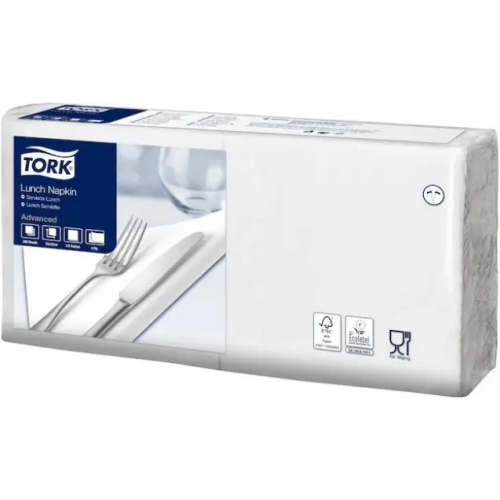 Салфетки сервировочные Tork Lunch Napkin Advanced 10 пачек * 200 салфеток в упаковке белые