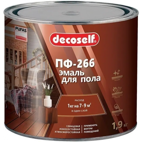 Эмаль для пола Пуфас Decoself ПФ 266 1.9 л золотисто коричневая
