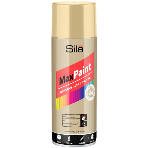 Аэрозольная краска для наружных и внутренних работ Sila Home Max Paint 520 мл бежевая RAL1001 глянцевая от +5°C до +35°C