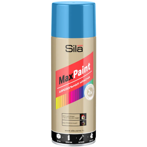 Аэрозольная краска для наружных и внутренних работ Sila Home Max Paint 520 мл голубая RAL5012 глянцевая от +5°C до +35°C