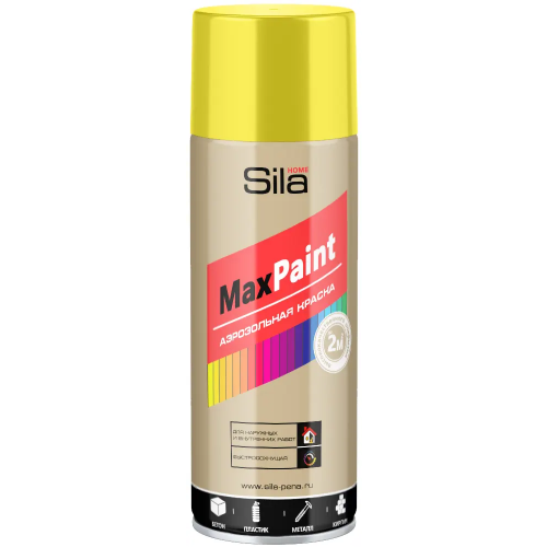 Аэрозольная краска для наружных и внутренних работ Sila Home Max Paint 520 мл желтая RAL1018 от +5°C до +35°C