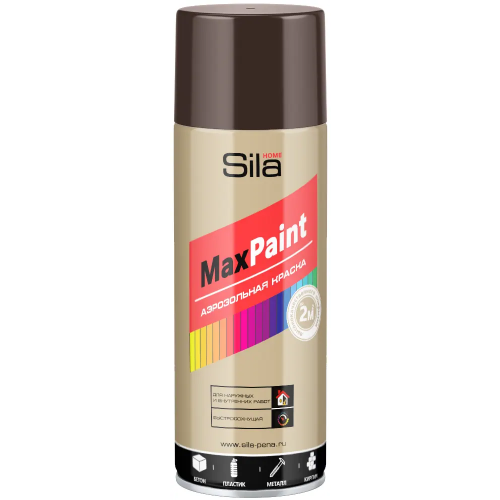 Аэрозольная краска для наружных и внутренних работ Sila Home Max Paint 520 мл коричневая RAL8028 от +5°C до +35°C